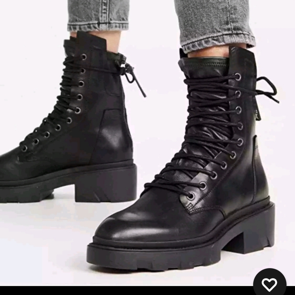 ASH Madness Moto Combat Boots Black Leather Block Heel Size 40 Retail $345 NWT